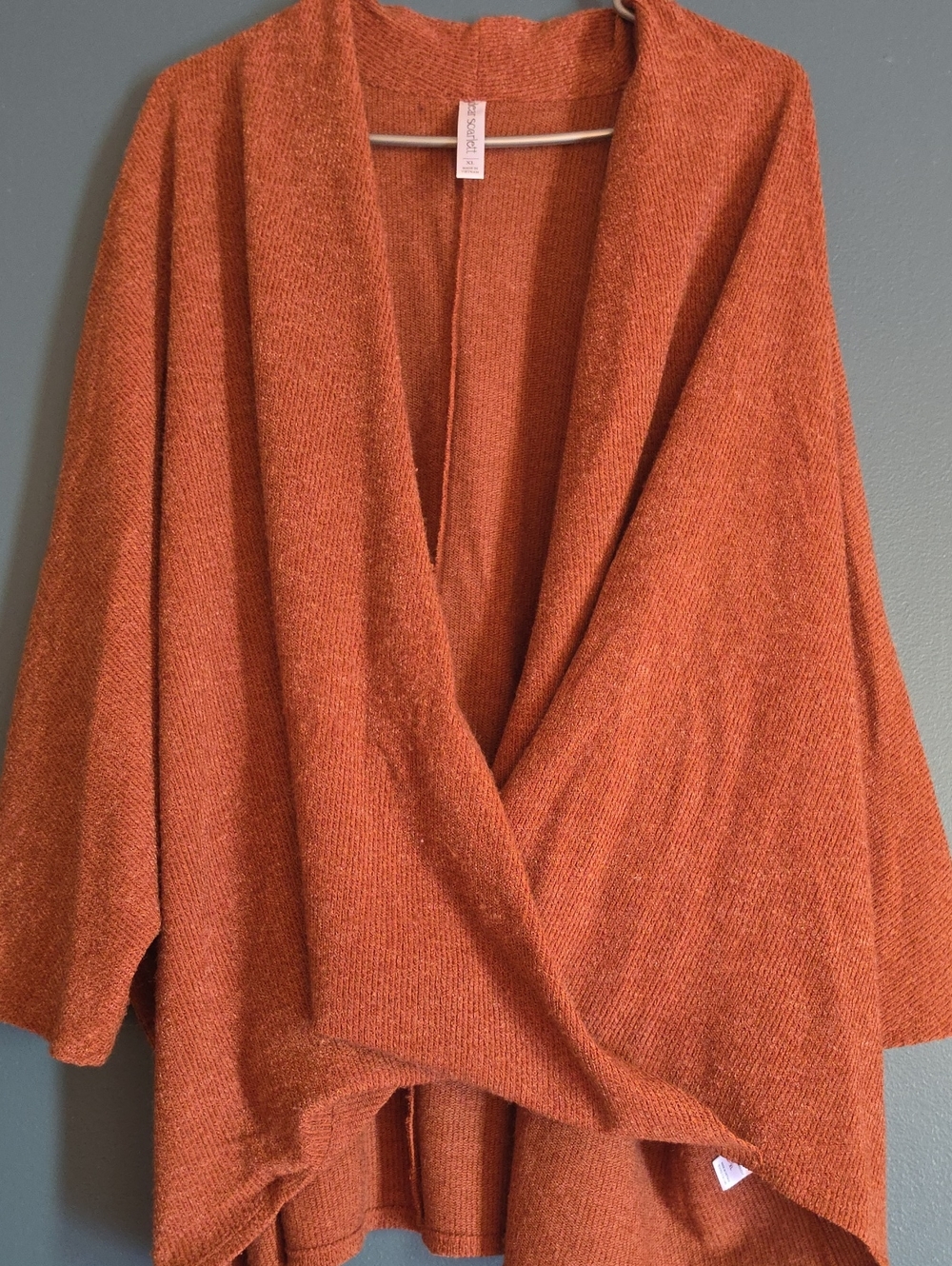 Cozy Wrap Front Women’s Sweater Cardigan And Pant Set - Rust